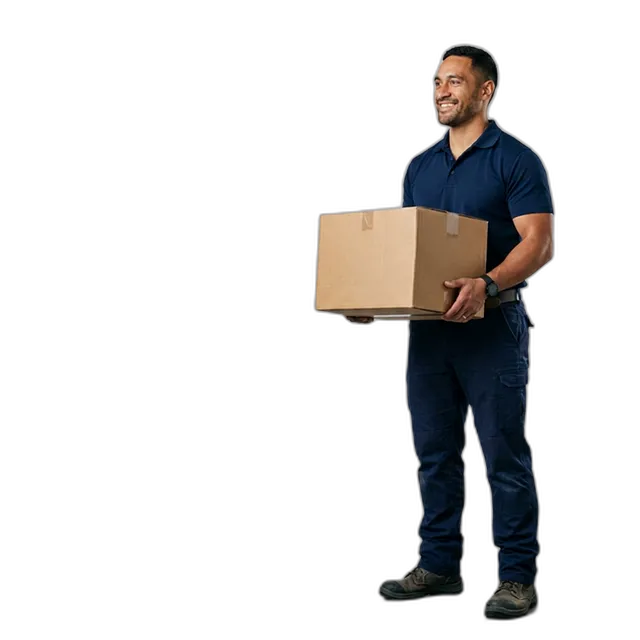 Professional Kiwi removalist carefully handling boxes for an international move